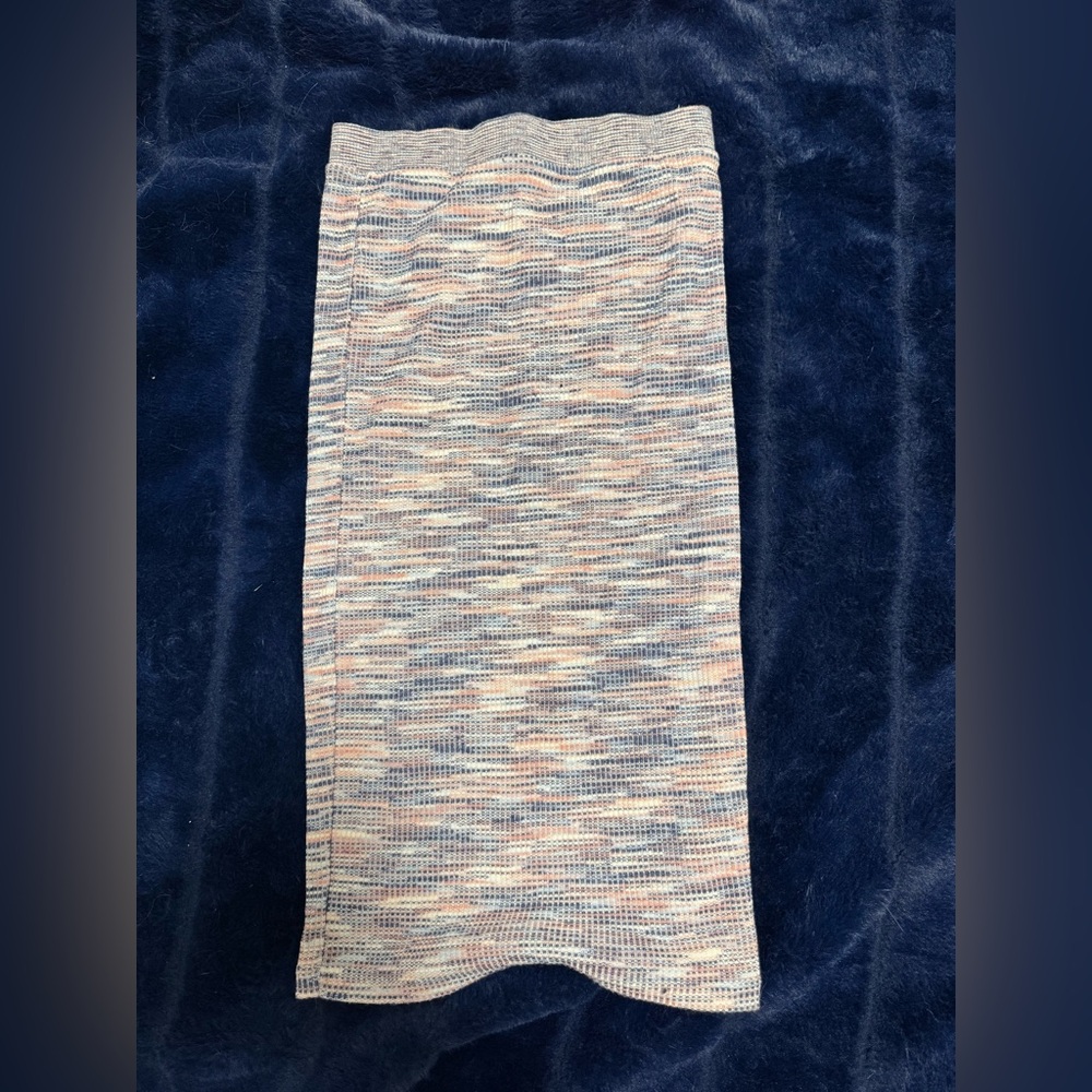 Multicolor Knit Midi Skirt - Pink, Blue & Cream